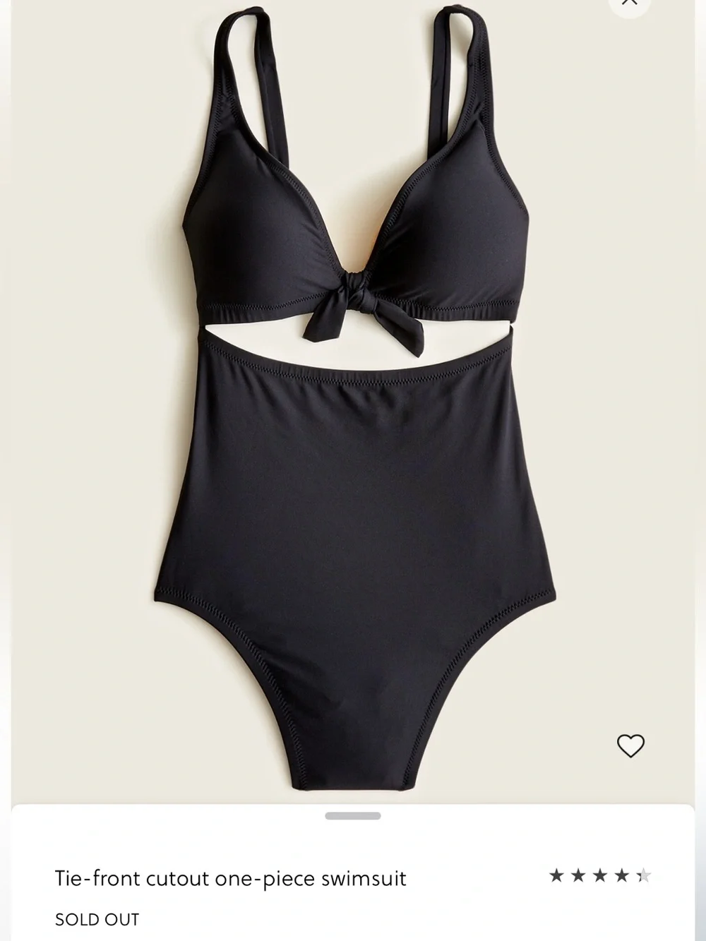 NWT J.Crew Tie-front Cutout One-Piece Swimsuit Black Size 8
